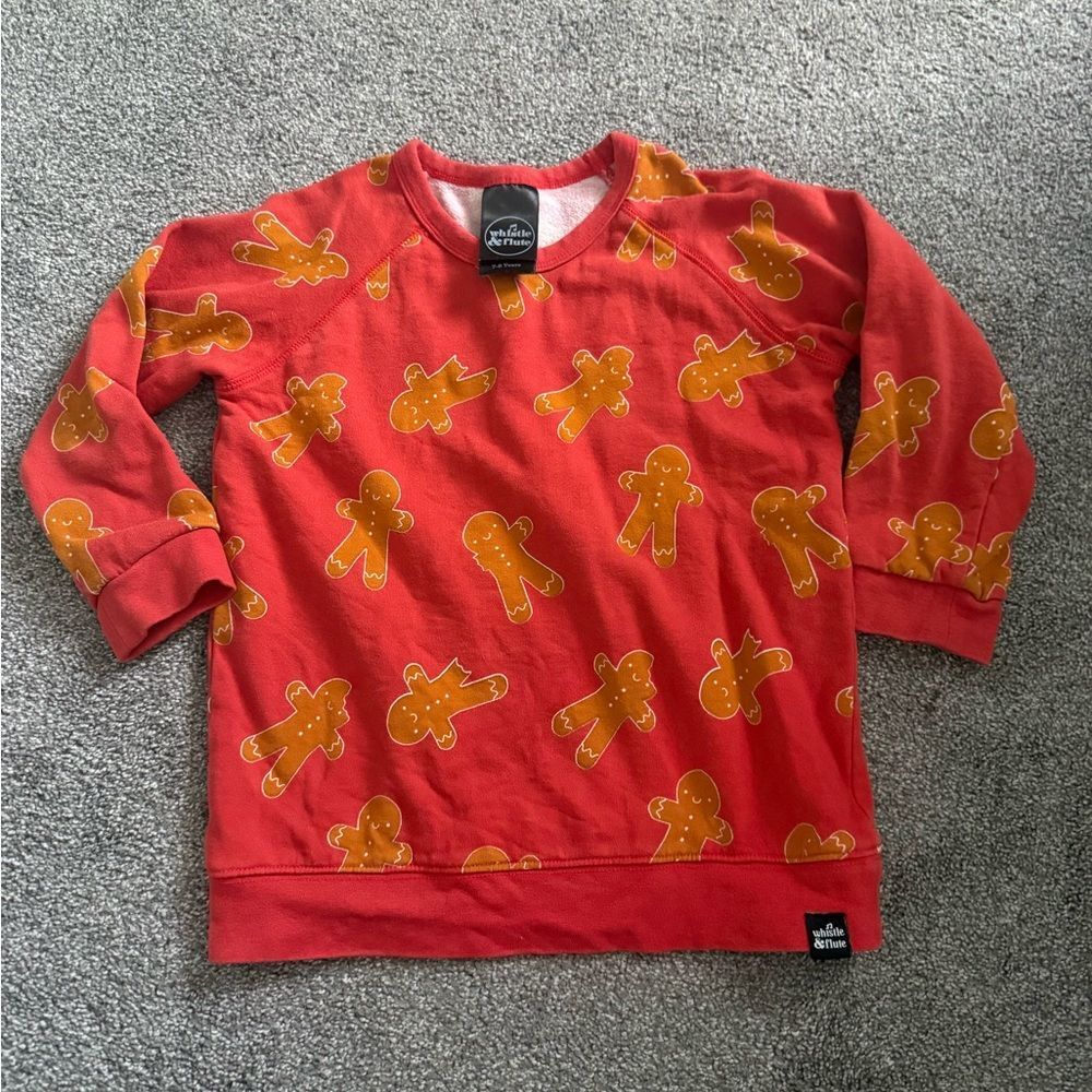 Whistle & Flute Red Gingerbread Crewneck Sweatshirt Sz 7-8
